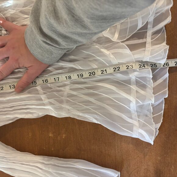 Notations size XL Sheer White Ruffle Y2K Tie Front 70s Style Office Siren Blouse - Picture 6 of 6